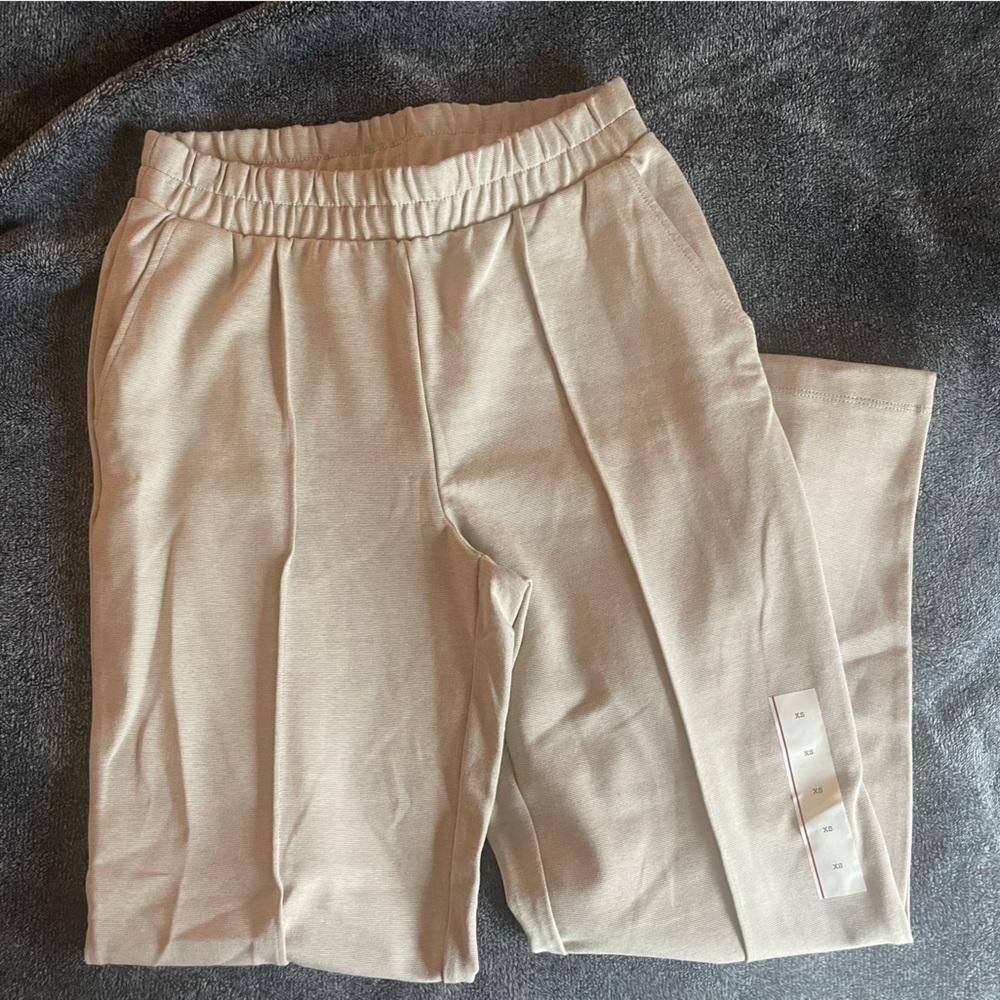 A New Day | Women's Beige Cotton Pintuck Trouser Slacks